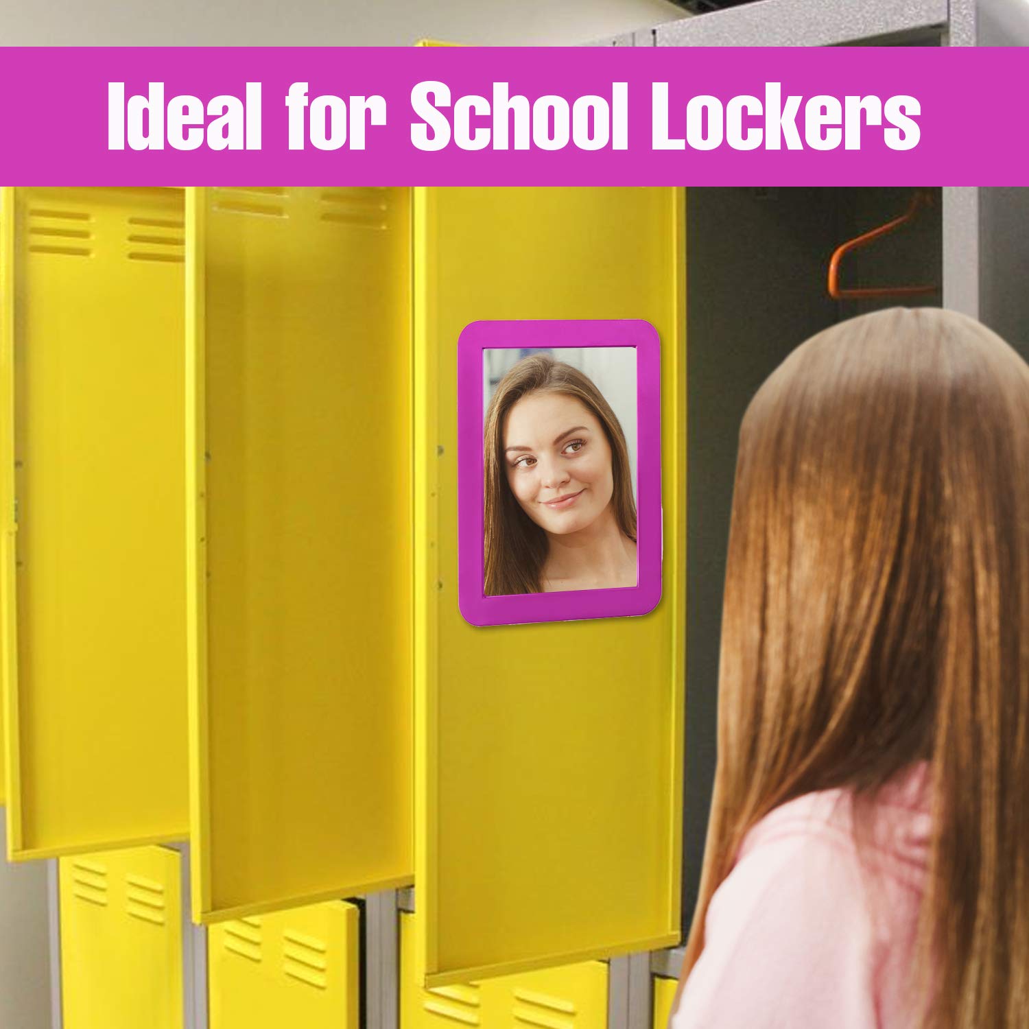 5 1/4 x 6 7/8 inch Magnetic Locker Mirror - Real Glass