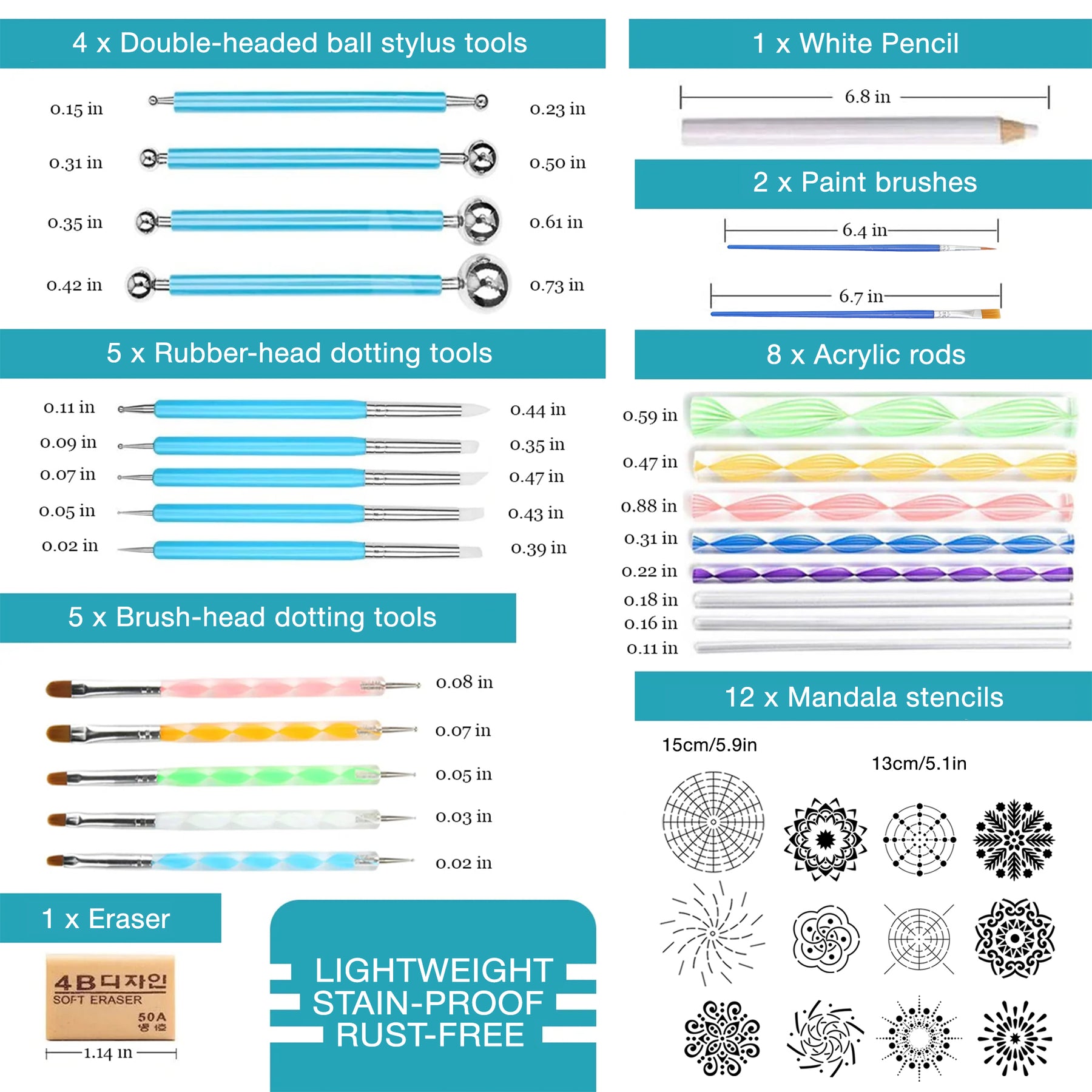 Mandala Dotting Tools, Beginners Rock Painting Tool Set, Professional Art  Stencil Paint Stencils Kits, Adults Mandela Dots Rocks Stone Paintings  Templates, Adult Mandalas Design Supply Kit, Small Dot Brushes, Large DIY  Drafting